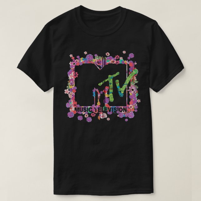 MTV  Floral Logo Zip  T-Shirt (Design Front)