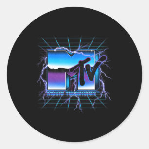 MTV Lightning Grid Vintage 80s Electric Style Classic Round Sticker