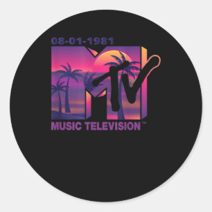 MTV Logo with Purple Palms in the Sunset Classic Round Sticker