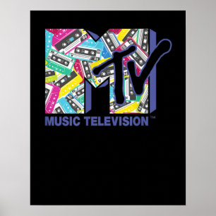 MTV Logo With Retro 80s Tapes Poster