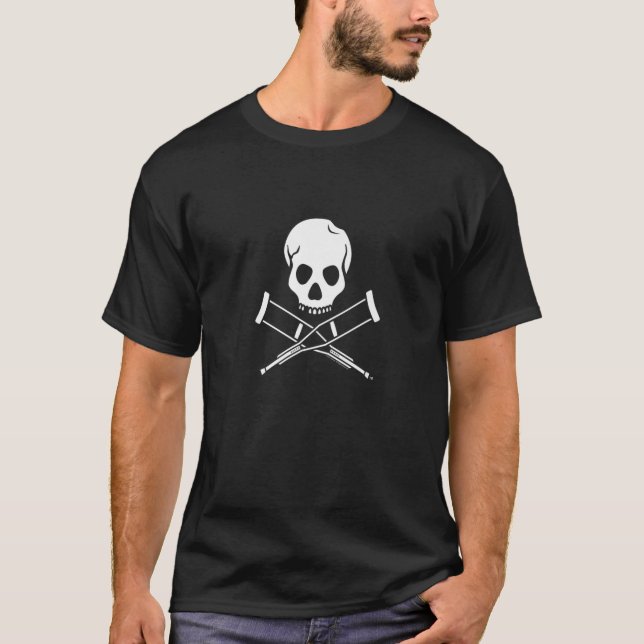 MTV Music Television Jackass Skull Crutches Logo P T-Shirt (Front)