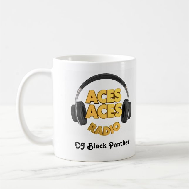 mu Aces logo DJ Black Panther Coffee Mug (Left)