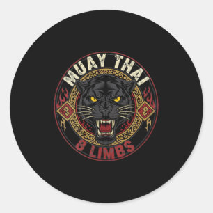 Muay Thai 8 Limbs Roar Panther Martial Art Fighter Classic Round Sticker