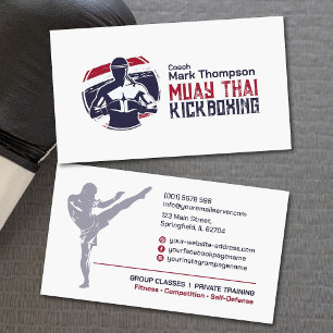 Muay Thai and Kickboxing Coach - Blue Red  Business Card