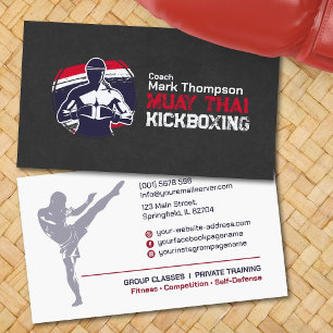 Muay Thai and Kickboxing Coach - Blue Red  Business Card