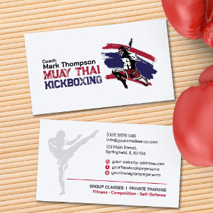 Muay Thai and Kickboxing Coach - Blue Red  Business Card