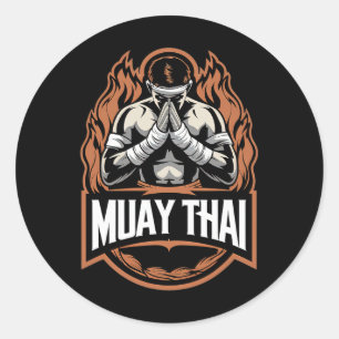 Muay Thai And Thai Boxing Fighter Classic Round Sticker