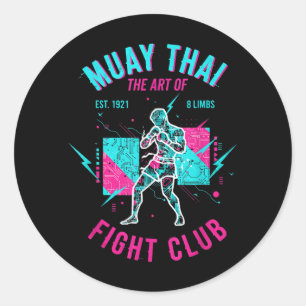 Muay Thai Art of 8 Limbs Cyber Fight Club Classic Round Sticker