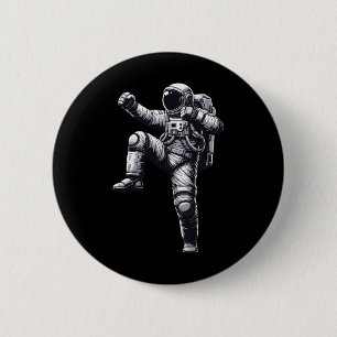 Muay Thai Astronaut Kickboxing 2 Inch Round Button