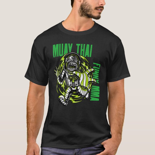 Muay Thai Astronaut Monkey, Space, Mma, Fighting,  T-Shirt (Front)