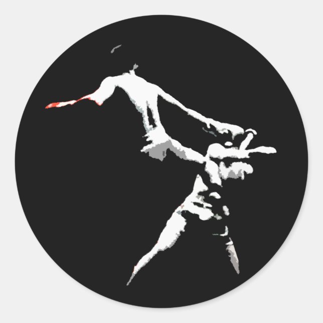 Muay Thai Boxing Action Classic Round Sticker (Front)