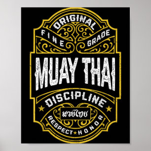 Muay Thai Boxing MMA Fighter Vintage Label Poster