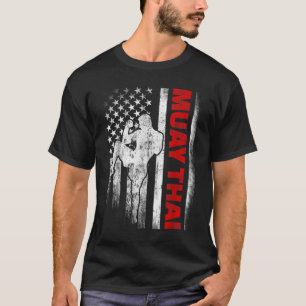 Muay Thai Boxing US American Flag T-Shirt