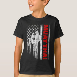 Muay Thai Boxing US American Flag T-Shirt