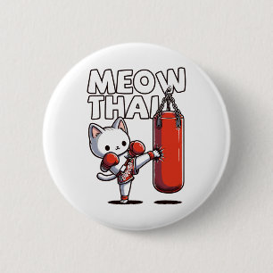 Muay Thai Cat  2 Inch Round Button