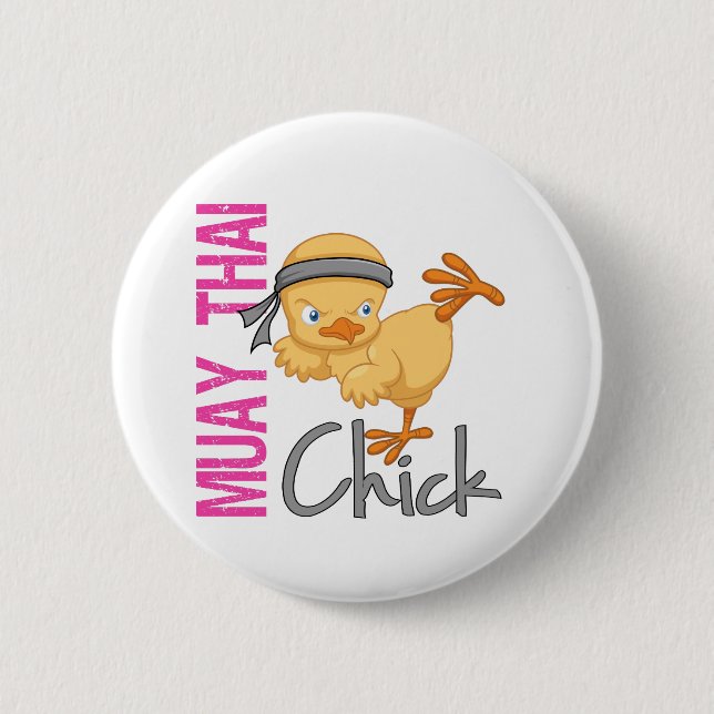 Muay Thai Chick 2 Inch Round Button (Front)