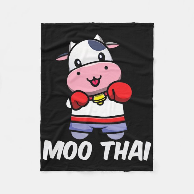 Muay Thai Cow Fighter Mma Martial Arts Kickboxing  Fleece Blanket (Front)