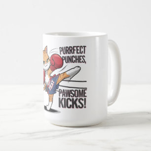 Muay Thai Cute Boxing and Kicking Cat Mug
