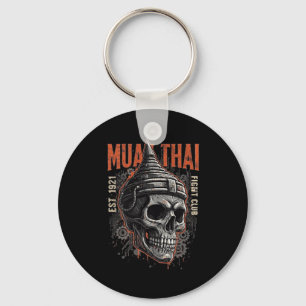 Muay Thai Fight Club Mechanical Skull Warrior Kick Keychain