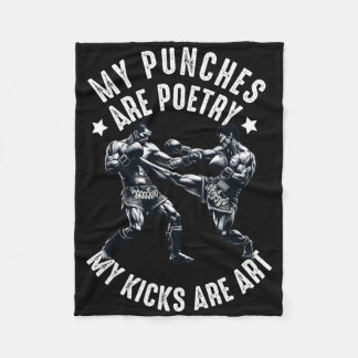 Muay Thai Fighter For Men Dad Boys Thai Kickboxing Fleece Blanket