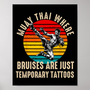 Muay Thai Fighter For Men Dad Boys Thai Kickboxing Poster