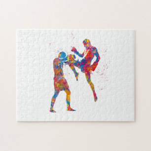 Muay thai fighter in watercolor jigsaw puzzle