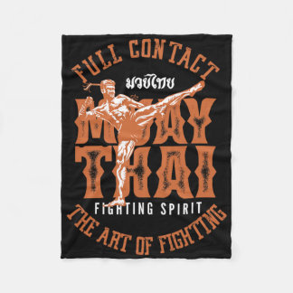 Muay Thai Fighter Mma Full Contact Retro Kickboxin Fleece Blanket