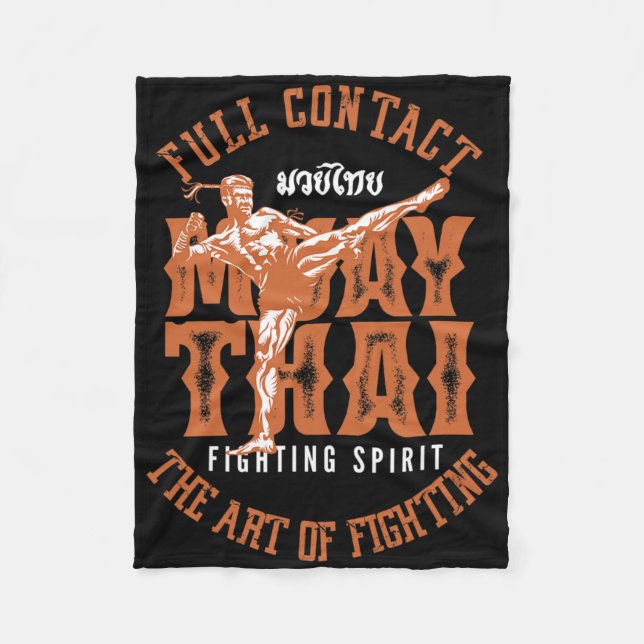 Muay Thai Fighter Mma Full Contact Retro Kickboxin Fleece Blanket (Front)