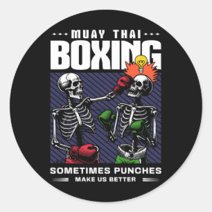 Muay Thai Fighter Mma Vintage Funny Martial Arts H Classic Round Sticker