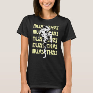Muay Thai Fighter Repeating Text Checking Kick Mma T-Shirt