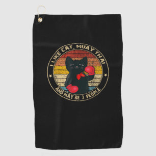 Muay Thai Funny Cat Kickboxing Thailand Boxing Cat Golf Towel