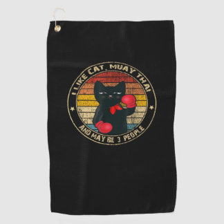 Muay Thai Funny Cat Kickboxing Thailand Boxing Cat Golf Towel