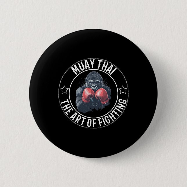 Muay Thai Gorilla - Art Of Fighting Thai Boxing  2 Inch Round Button (Front)