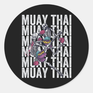Muay Thai Kickboxing, Muay Thai Skeletons, Muay Th Classic Round Sticker