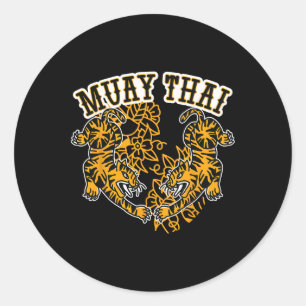 Muay Thai Kickboxing, Muay Thai Tigers, Muay Thai  Classic Round Sticker