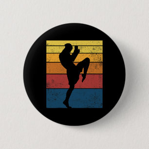Muay Thai Kickboxing Retro Vintage Gift _1 2 Inch Round Button