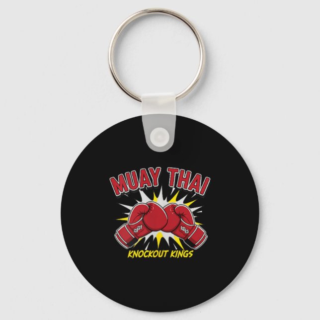 Muay Thai Knockout Kings Red Boxing Glove Fighter Keychain (Front)