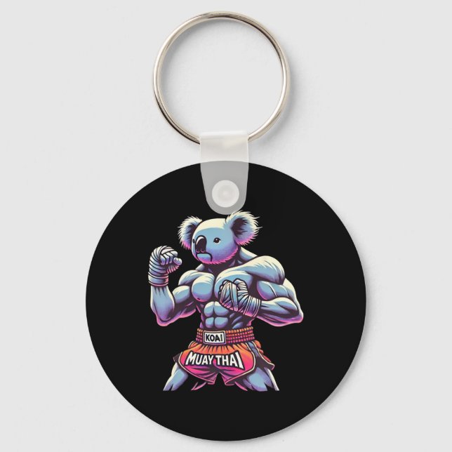 Muay Thai Koala Kickboxing Fighter Funny  Keychain (Front)