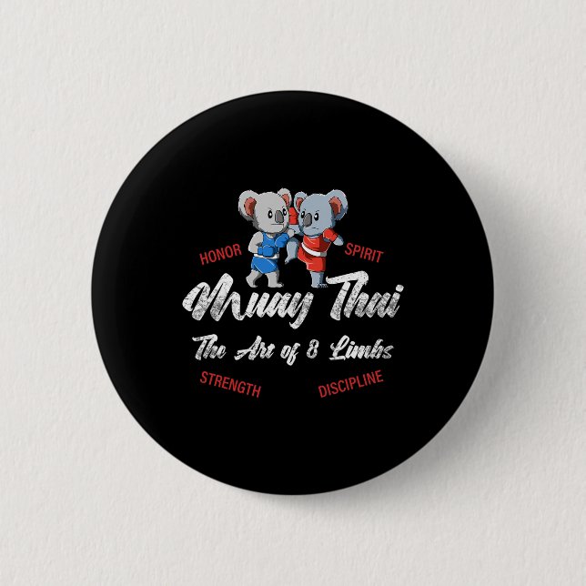 Muay Thai Koala Thai Boxing And Kickboxing  2 Inch Round Button (Front)