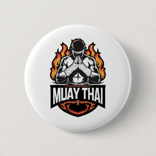 Muay Thai Logo - Thai Boxing Fighter 2 Inch Round Button