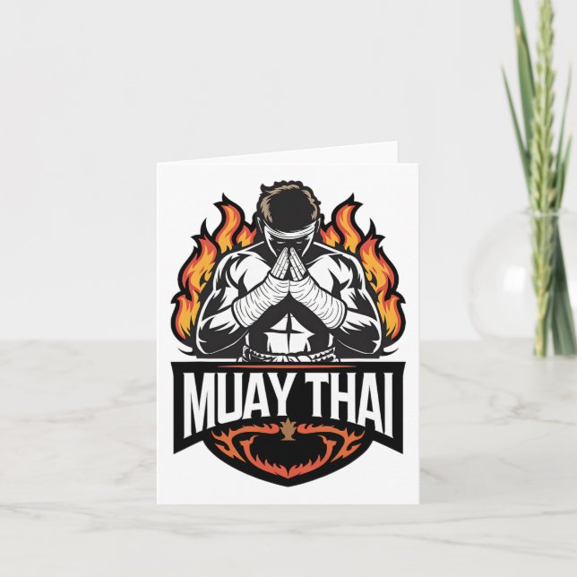 Muay Thai Logo - Thai Boxing Fighter  Card (Front)
