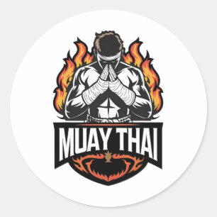 Muay Thai Logo - Thai Boxing Fighter  Classic Round Sticker