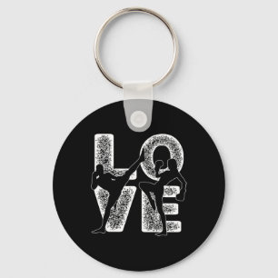 Muay Thai Love Word Theme Graphic Design Kickboxin Keychain