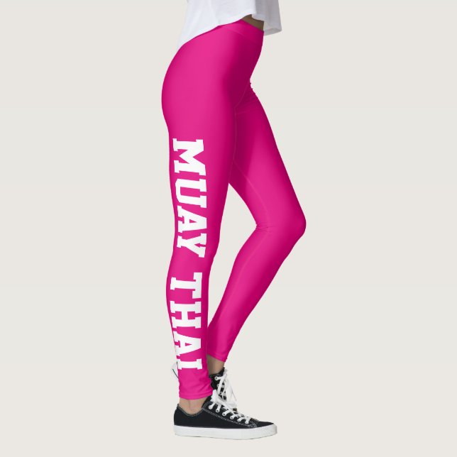 Muay Thai Martial Arts Bright Pink And White Leggings (Right)