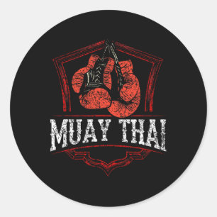 Muay Thai Martial Arts Fighter Boxing Hobby Classic Round Sticker