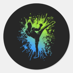 Muay Thai Martial Arts Kids Boys Kickboxing Classic Round Sticker