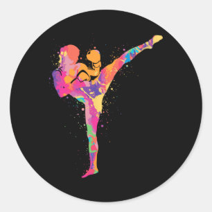 Muay Thai Martial Arts Kids Women Girls Kickboxing Classic Round Sticker