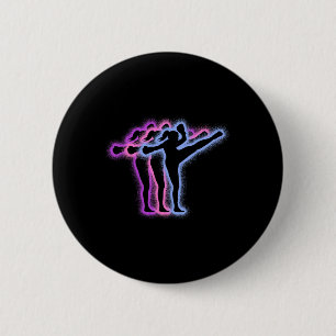 Muay Thai Martial Arts Silhouettes Girls Kickboxin 2 Inch Round Button