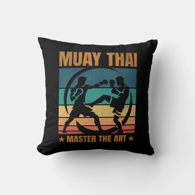 Muay Thai Master The Art Boxer Boxing Practitioner Throw Pillow (Front)