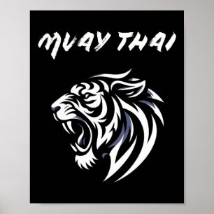 Muay Thai Mma Fight Tattoo Tiger Roar Kickboxing T Poster